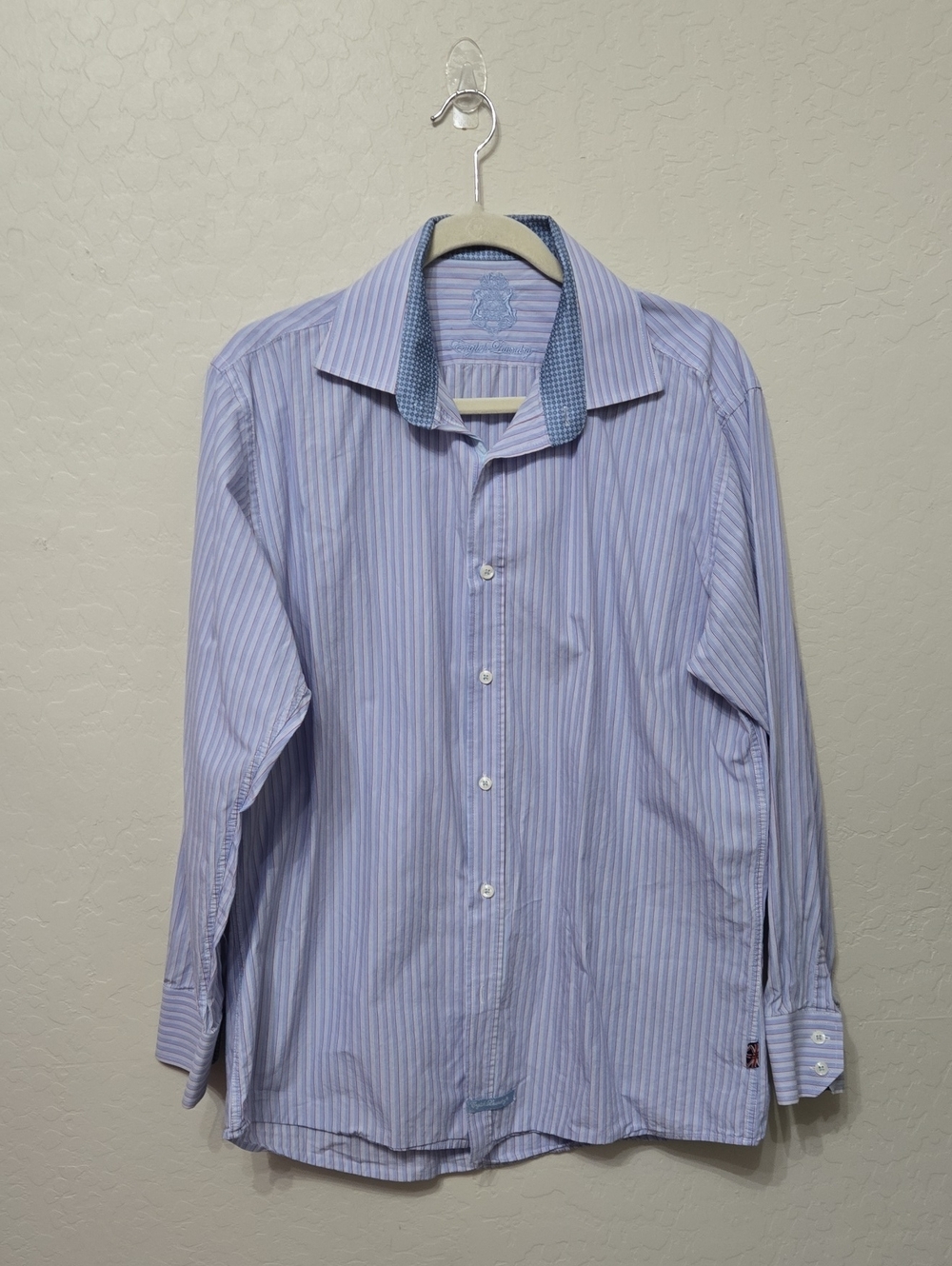 English Laundry Mens Blue Striped 16.5 34/35
